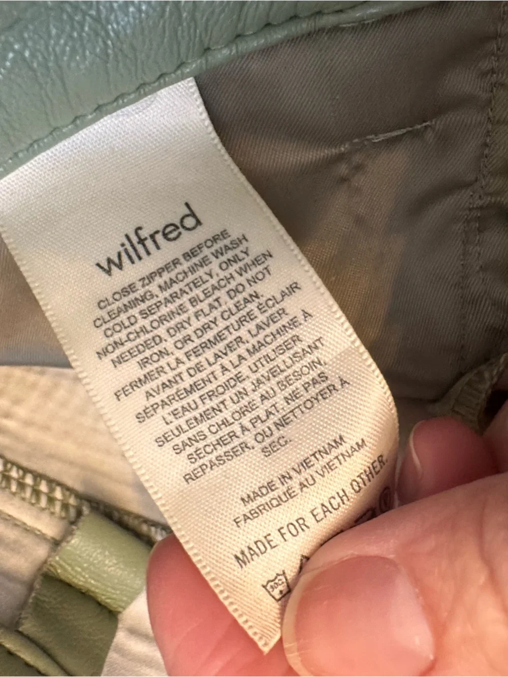 Wilfred Sage Green Faux Leather Waistband‎ Pants